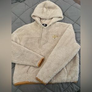 Nike Sherpa Hoodie Cream Fleece Pullover.